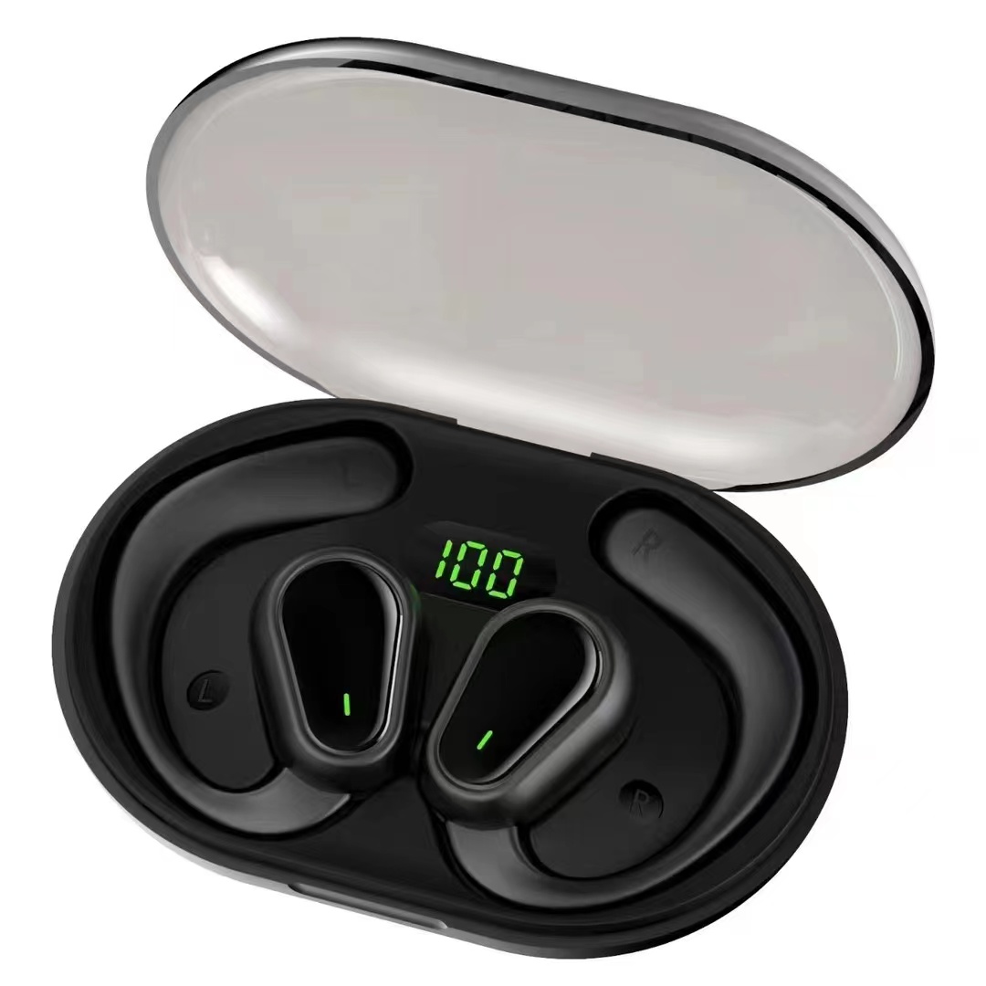 One factory Y19 Sports Bluetooth Earphones OWS digital display Sports leisure wireless Bluetooth Earphones  TWS bone conduction Earphones Black