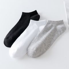 Natural Mens Invisible Socks Pure Cotton Socks Breathable Telescopic elastic 3 Pairs 1 Black+1Grey+1White one size