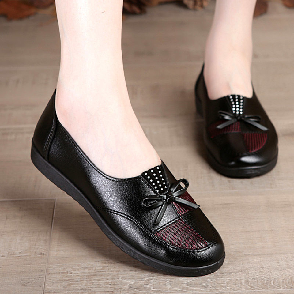 size 38-41 Women’s artificial leather single shoes Ladies soft sole mother shoes non-slip flats Loafers walking shoes Classic color matching court shoes