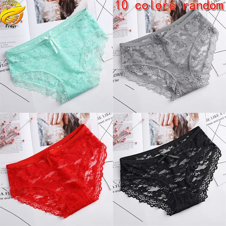 Exclusive discounts for 5 Pack Women's Lace Underwear Solid Color Briefs  Ladies Lingerie low waist briefs (10 colors random ) Soft breathable  comfortable lace fabric waist 24.4 inch