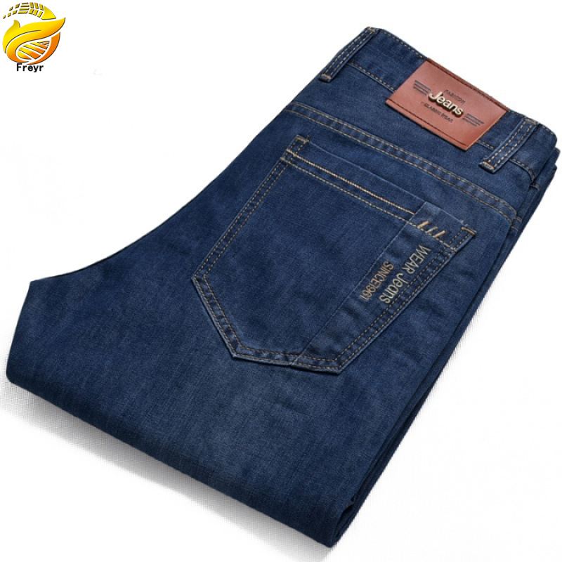 Men’s jeans straight pants business thin section mid-waist trousers boy’s loose trousers casual men’s pants men’s  classic slim jeans Simple and versatile