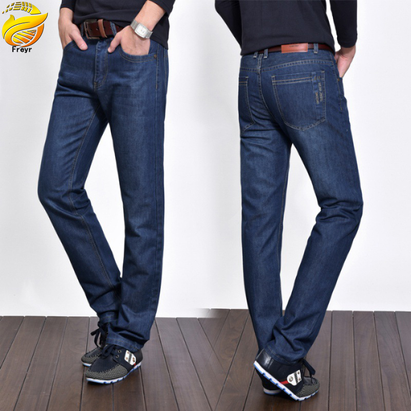 Men’s jeans straight pants business thin section mid-waist trousers boy’s loose trousers casual men’s pants men’s  classic slim jeans Simple and versatile
