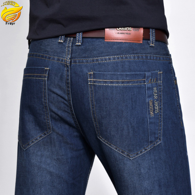 Men’s jeans straight pants business thin section mid-waist trousers boy’s loose trousers casual men’s pants men’s  classic slim jeans Simple and versatile