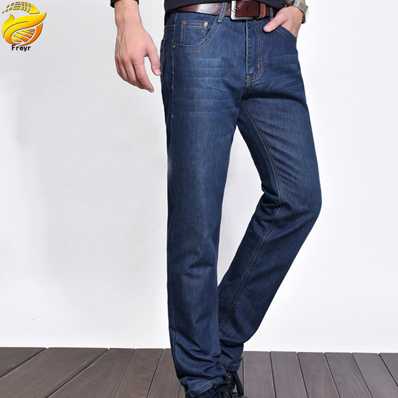 Men’s jeans straight pants business thin section mid-waist trousers boy’s loose trousers casual men’s pants men’s  classic slim jeans Simple and versatile