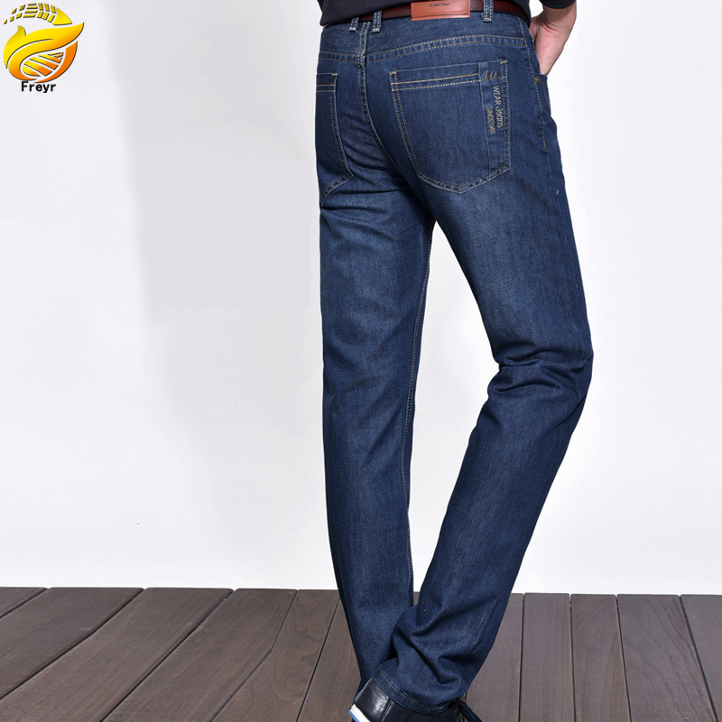 Men’s jeans straight pants business thin section mid-waist trousers boy’s loose trousers casual men’s pants men’s  classic slim jeans Simple and versatile
