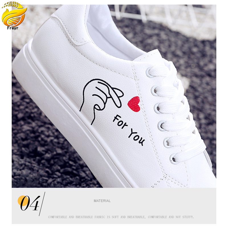 New Arrivals Women's artificial Pu leather white shoes ladies' flat shoes students' leisure sports shoes girls casual shoes running shoes sneakers women Athletic