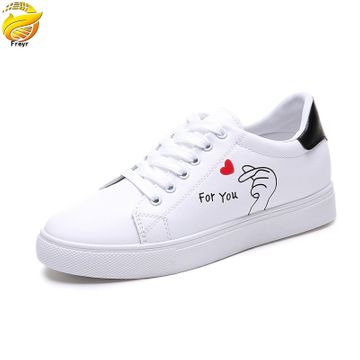 New Arrivals Women's PU leather white shoes ladies' flat shoes students ...