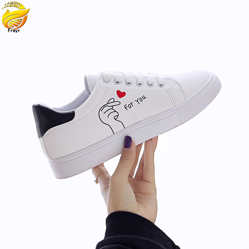 New Arrivals Women's artificial Pu leather white shoes ladies' flat shoes students' leisure sports shoes girls casual shoes running shoes sneakers women Athletic