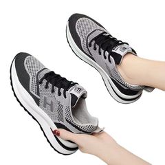 New Arrivals women's casual flying woven fashion sneakers ladies' breathable sports shoes girls mesh athletic running shoes girls gym athletic shoes non-slip soles Black 37