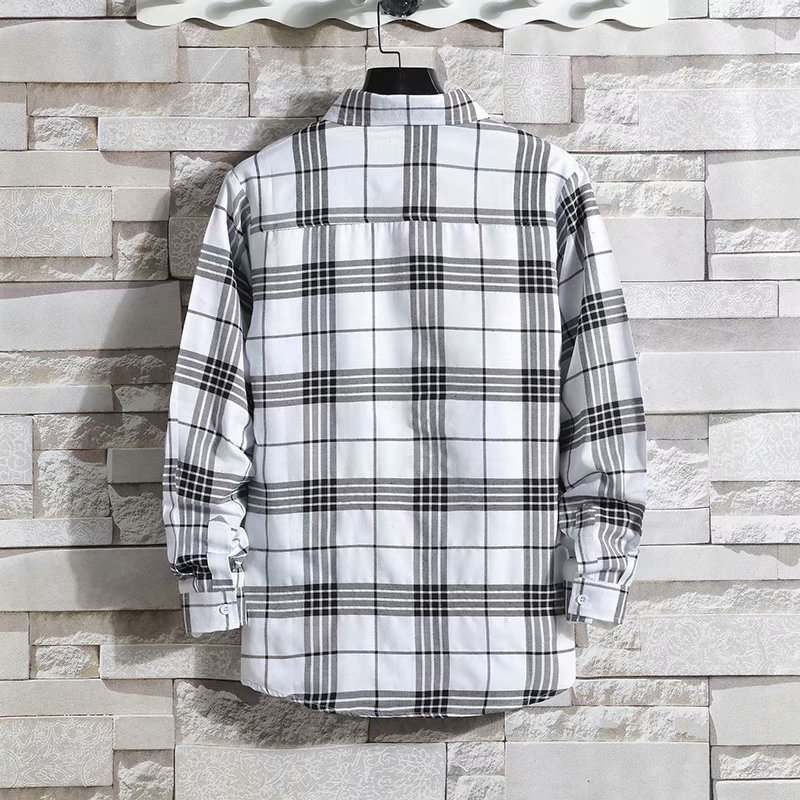 Size L-3XLonly  one  shirt men's plaid long-sleeved shirts fashion clothes Boys literary retro tops Students refreshing shirts  loose version