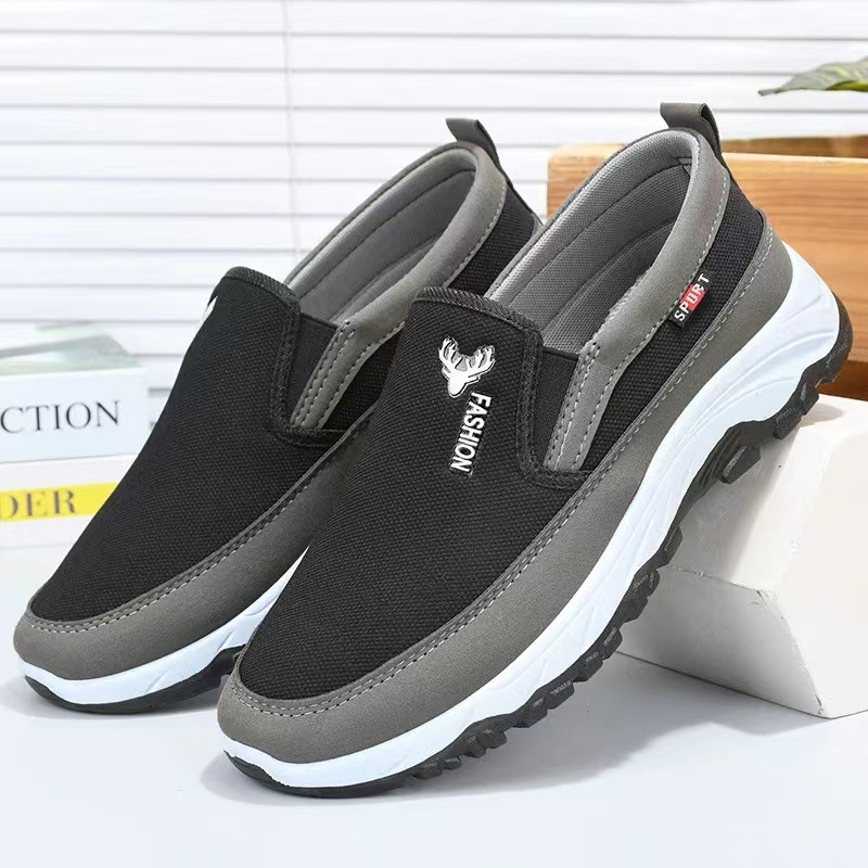 Men's fashion loafers shoes comfortable driving shoes boy's non-slip cloth shoes sports shoes students flats athletic shoes breathable cloth shoes walking shoes 44,Black