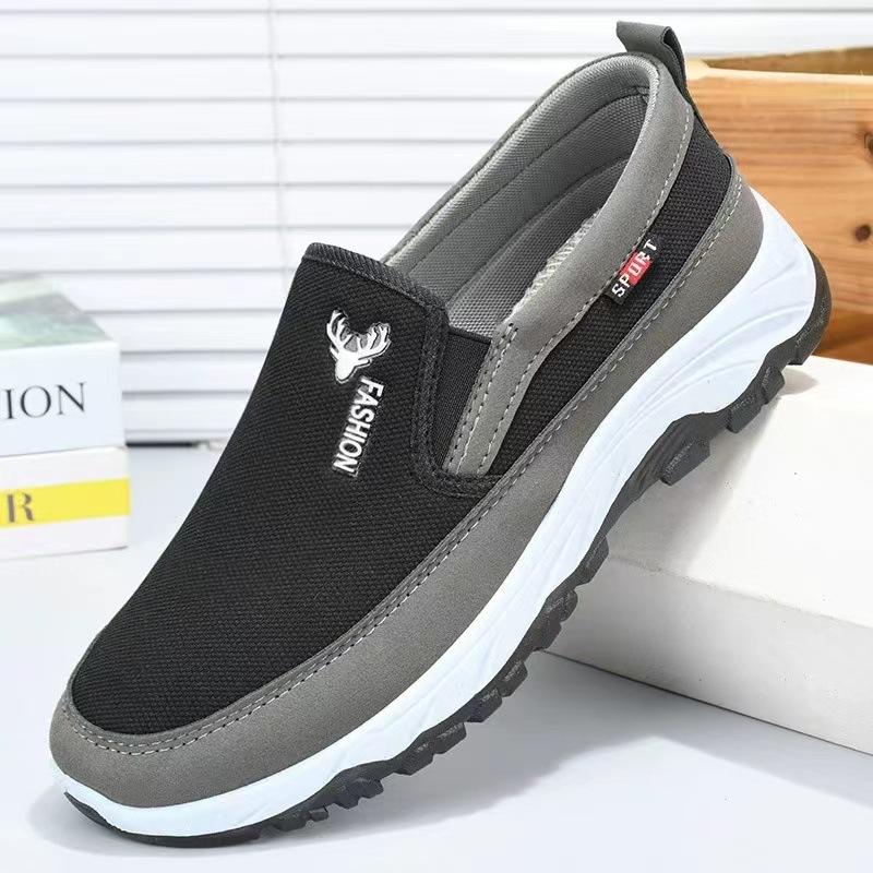 Men's fashion loafers shoes comfortable driving shoes boy's non-slip cloth shoes sports shoes students flats athletic shoes breathable cloth shoes walking shoes 42,Black