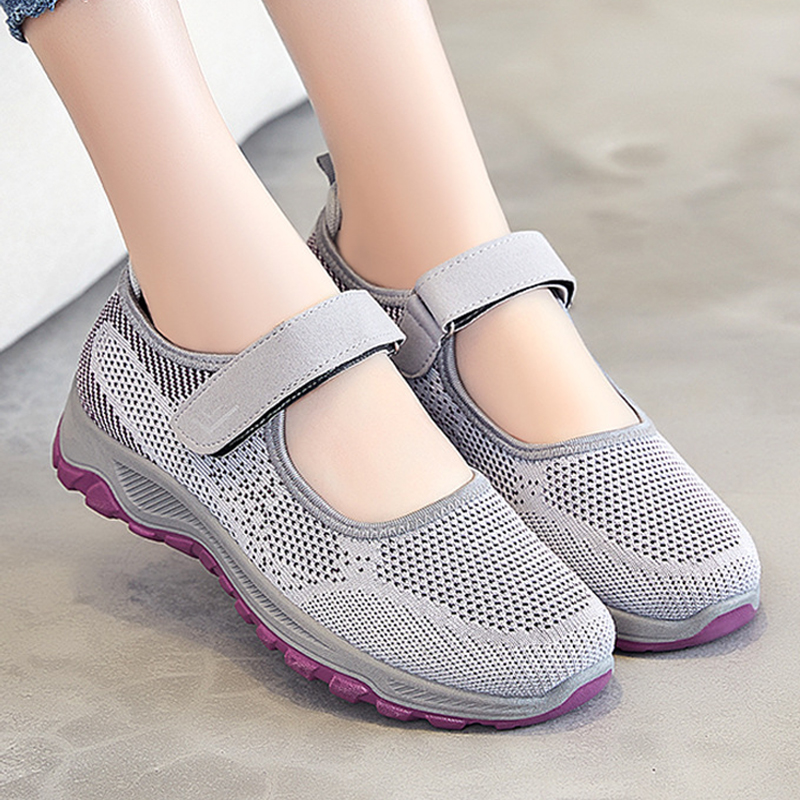 Women's walking shoes comfortable Velcro athletic shoes ladies casual shoes Mom shoes Students breathable running shoes Non-slip cloth shoes girls' breathable cloth shoes