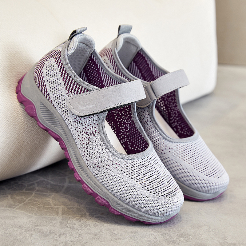 Women's walking shoes comfortable Velcro athletic shoes ladies casual shoes Mom shoes Students breathable running shoes Non-slip cloth shoes girls' breathable cloth shoes