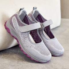 New arrival women's walking shoes comfortable Velcro athletic shoes ladies casual shoes Mom shoes Students breathable running shoes Non-slip cloth shoes girls' breathable cloth sho 38 Gray