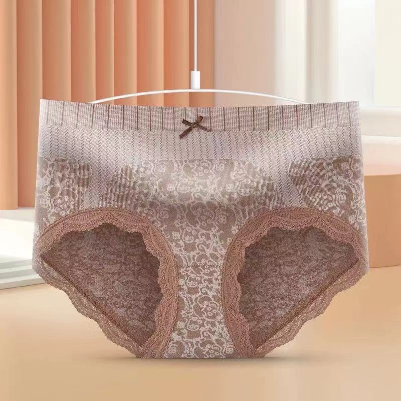 Freyr 5PC colors random courtly style women's lingerie seamless panties Ladies high waist postnatal abdominal retraction briefs Girls soft thin light lace underwear