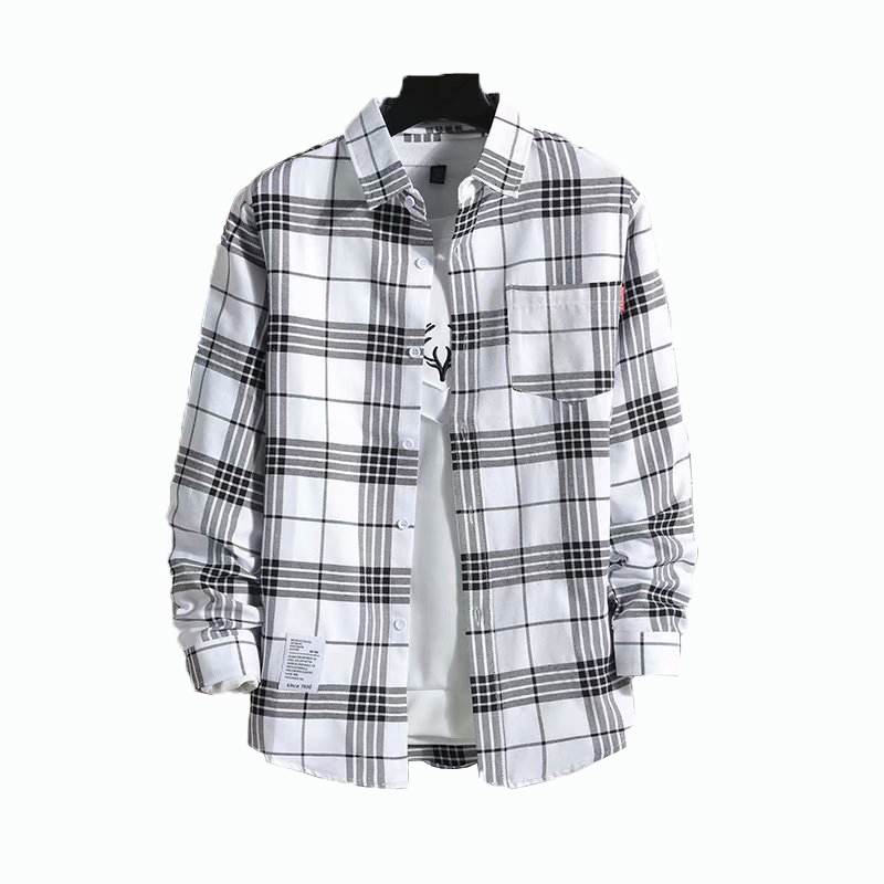 Size L-3XLonly  one  shirt men's plaid long-sleeved shirts fashion clothes Boys literary retro tops Students refreshing shirts  loose version