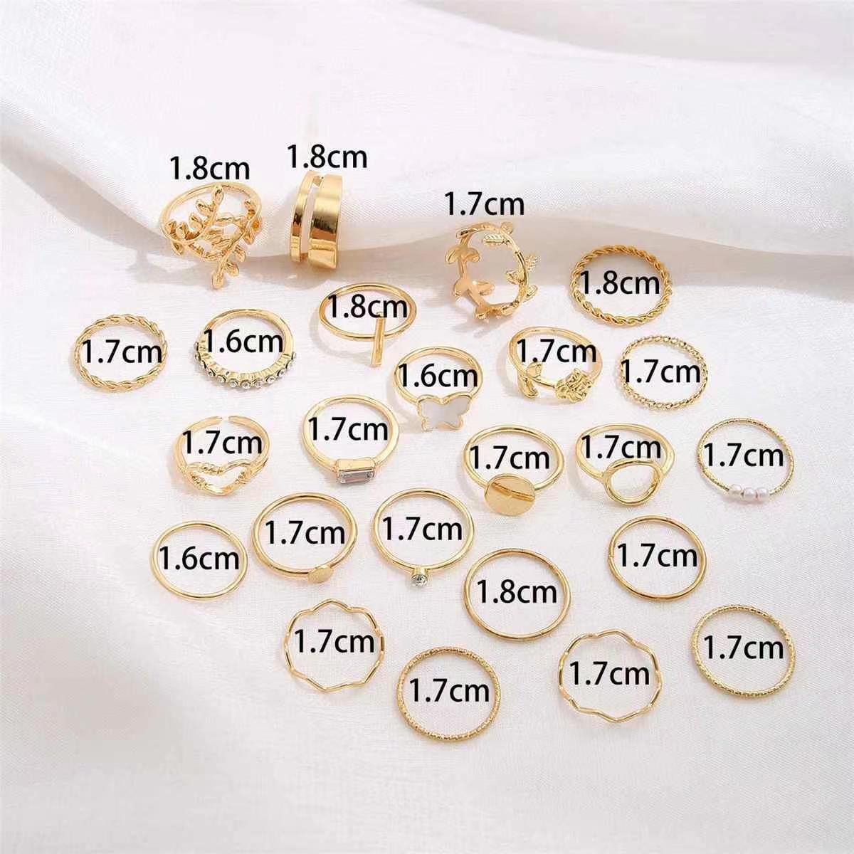 Women's rings 22-piece set Butterfly rings Heart ring leaf ring open multi-articular rings Romantic Ladies Fashion Accessories Girl Jewelry rings set birthday rings