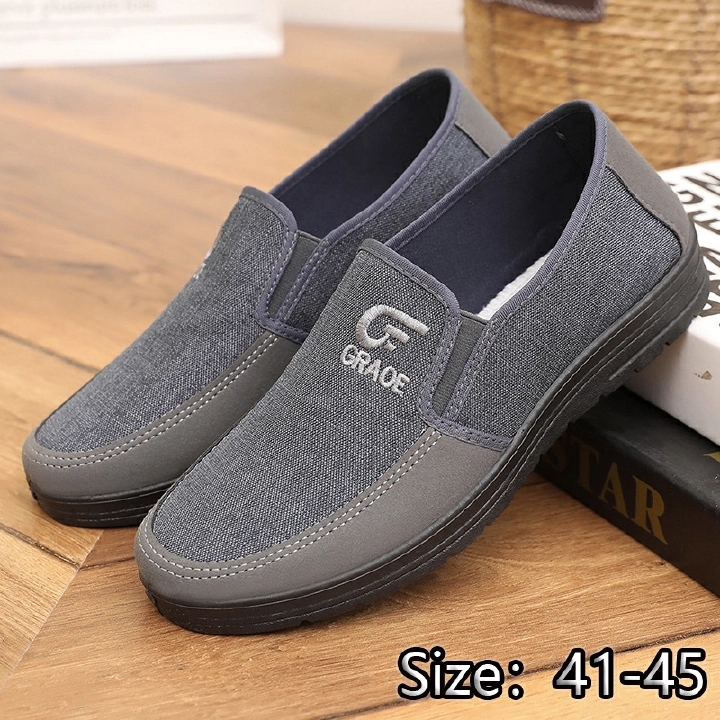 Sizes 41-45 Men's casual cloth shoes Sports shoes non-slip soled canvas work shoes boys soft soled loafers dads comfortable driving shoes Breathable walking shoes