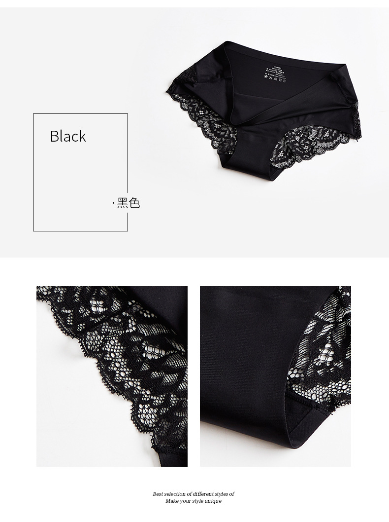 6pcs Women Sexy Lace Panties Seamless Underwear Briefs Nylon Silk for Girls Ladies Cotton Crotch