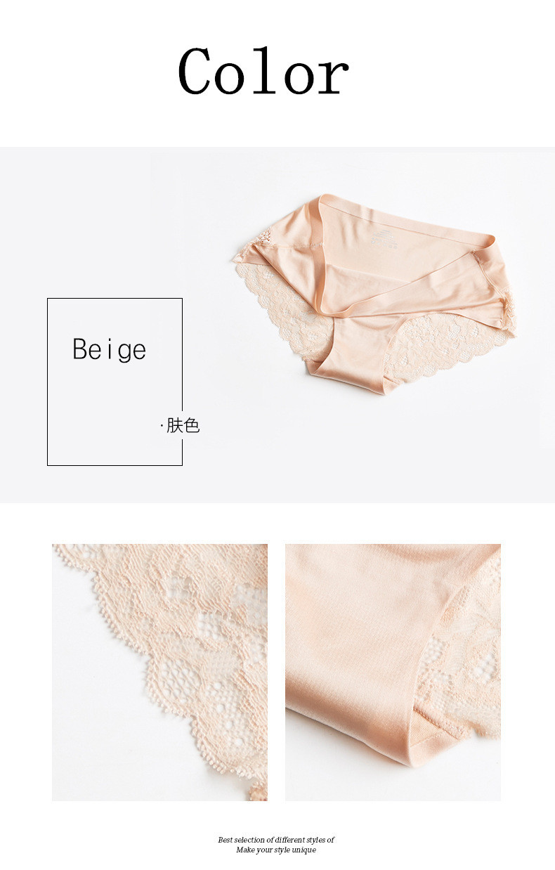 6pcs Women Sexy Lace Panties Seamless Underwear Briefs Nylon Silk for Girls Ladies Cotton Crotch