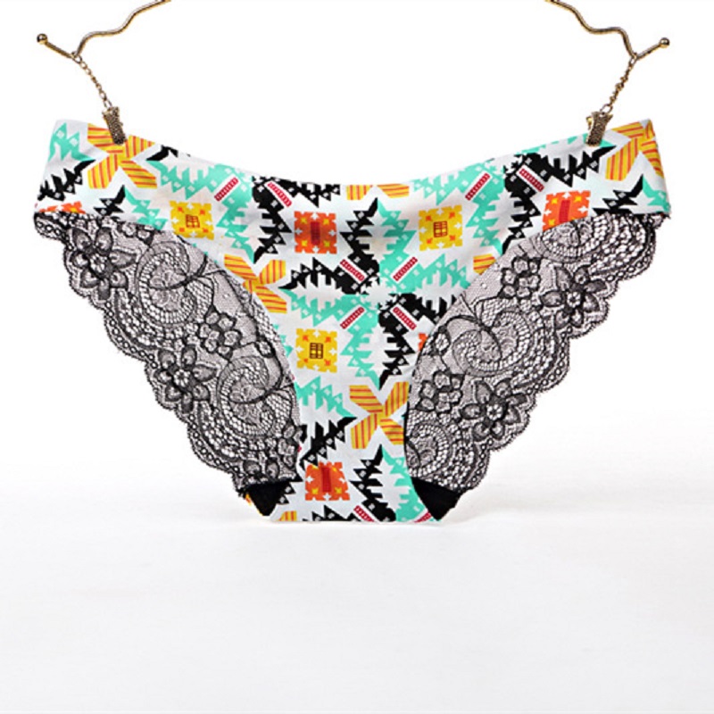 5pcs S-xxl Women Sexy Lace Panties Seamless Underwear Briefs Leopard Ice Silk for lady  Lingerie