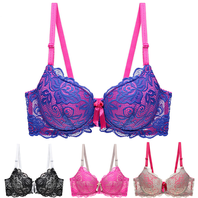 New Sexy Women Bra Bra set Lace Underwear Panty Set Bra Brief Lingerie Thin cup Push up T-back set