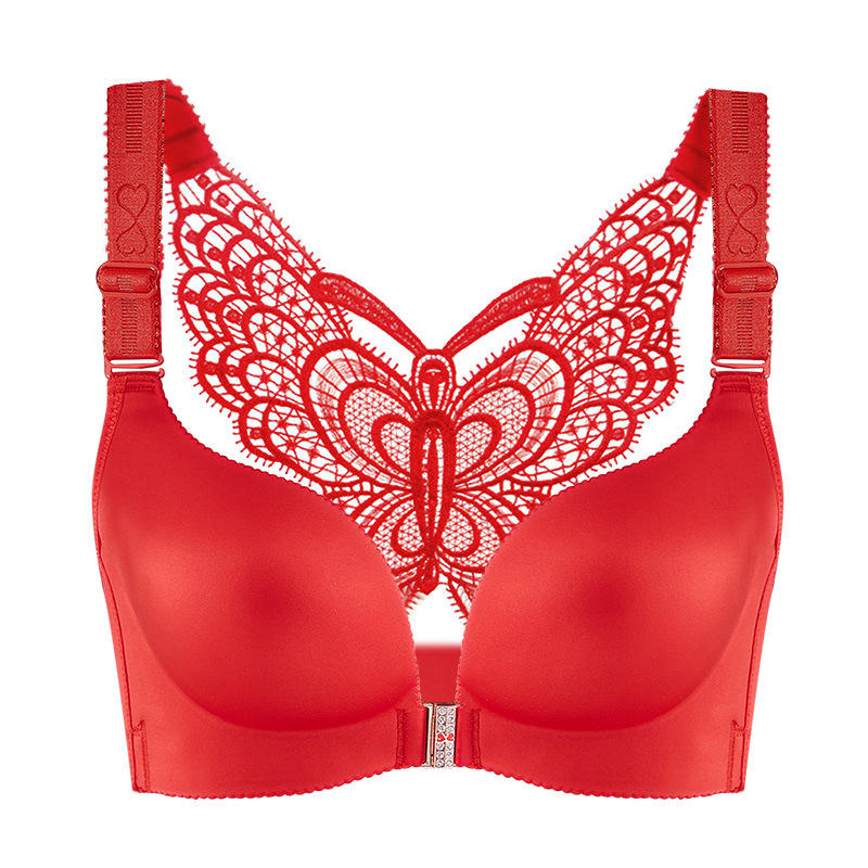 Plus Size Sexy Push Up Deep V Bra Front closure Butterfly back Seamless Bras for Girls Lady Women