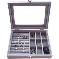 Gift Display Fashion Velvet Necklace Jewelry Box Bracelet Showcase Storage Organizer Stackable Valentines Gift Gray
