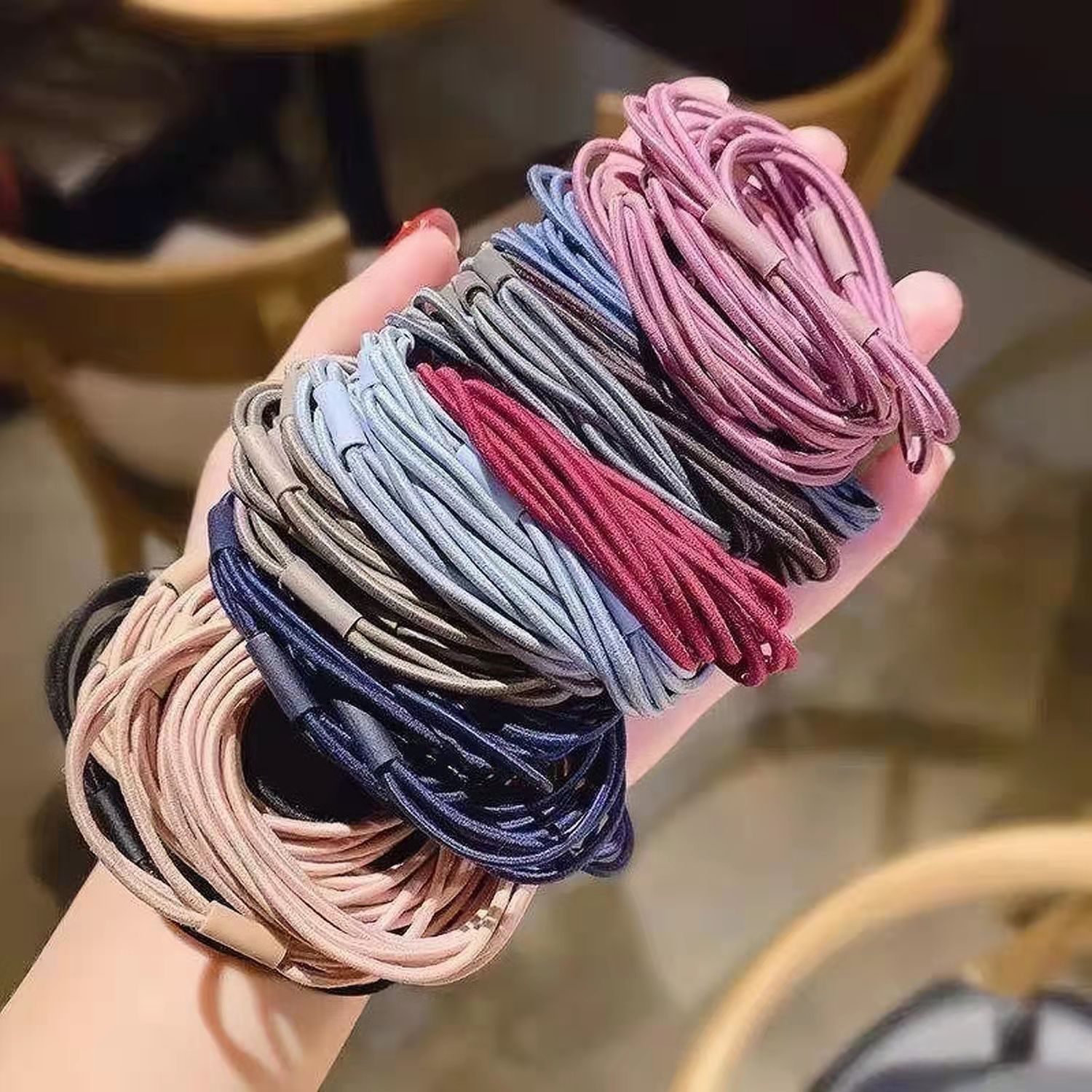 50pcs of 3 in 1 Hair Ropes High Elastic Hair Ropes Set Hair Accessories Women Rubber Bands Girls Hair RopesMix Colors A,as picture