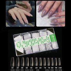 500pcs of Transparent Fake Nails Nails Art Clear Fake Nails Full Cover Coffin Semi-Frosted Nail Capsule Salon Tip Accessories Tools Transparent Hand-Trapezoid