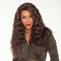 FBK Lady Dark Brown Curly Long Hair Fashion Synthetic Wigs For Women Gift Dark Brown 26inch