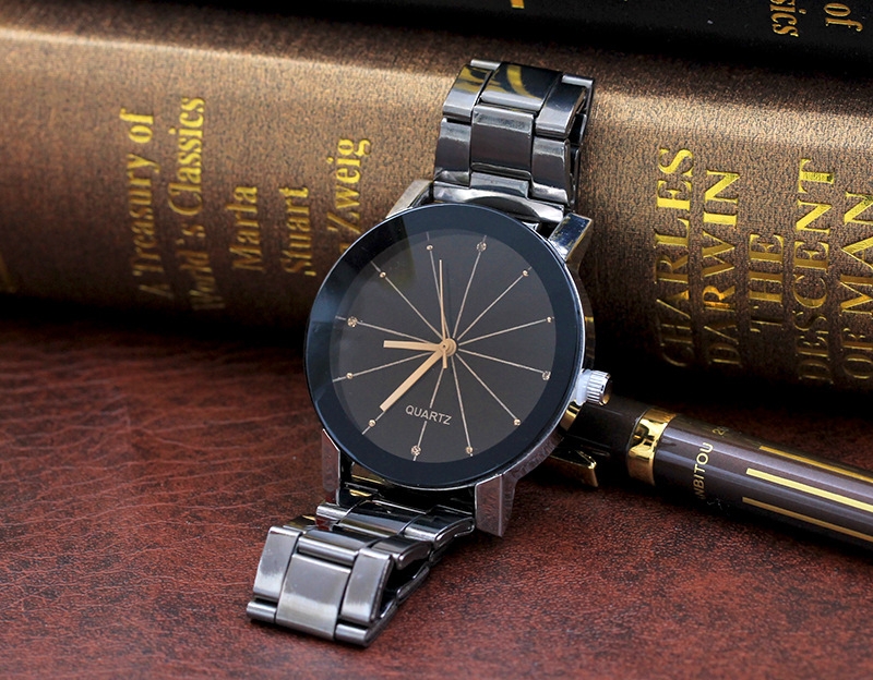 Men And Women Ray Steel Band Lovers Watch Alloy watch Tan glass Fireworks Quartz Watch white dial couple(1 male and 1 female) 6