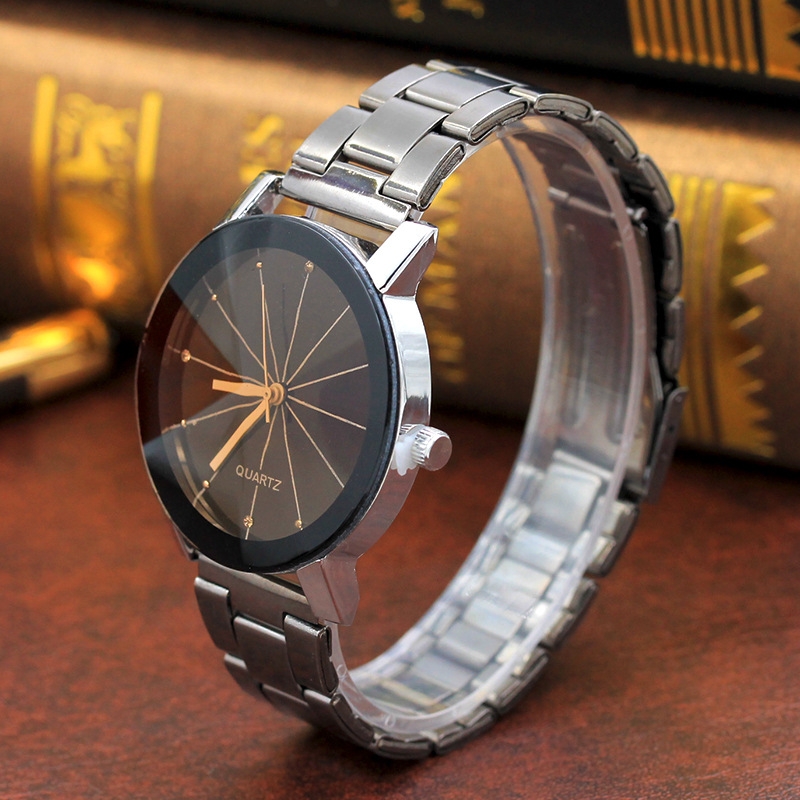 Men And Women Ray Steel Band Lovers Watch Alloy watch Tan glass Fireworks Quartz Watch white dial couple(1 male and 1 female) 9
