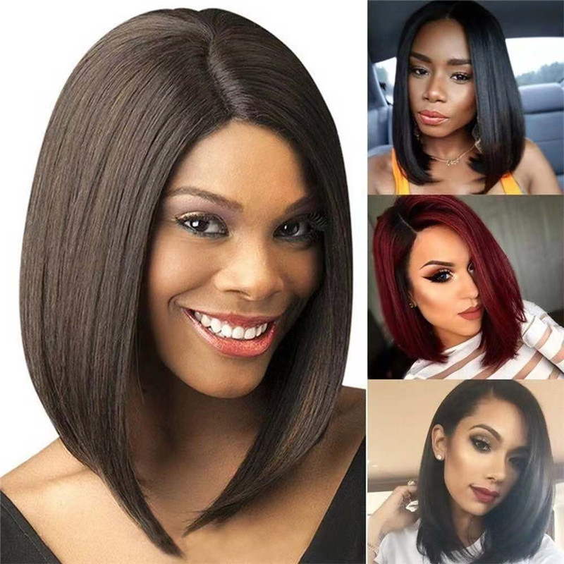 FBK Female Hair Party Event Ladies Straight Short Bob Synthetic Wigs For Women Gift