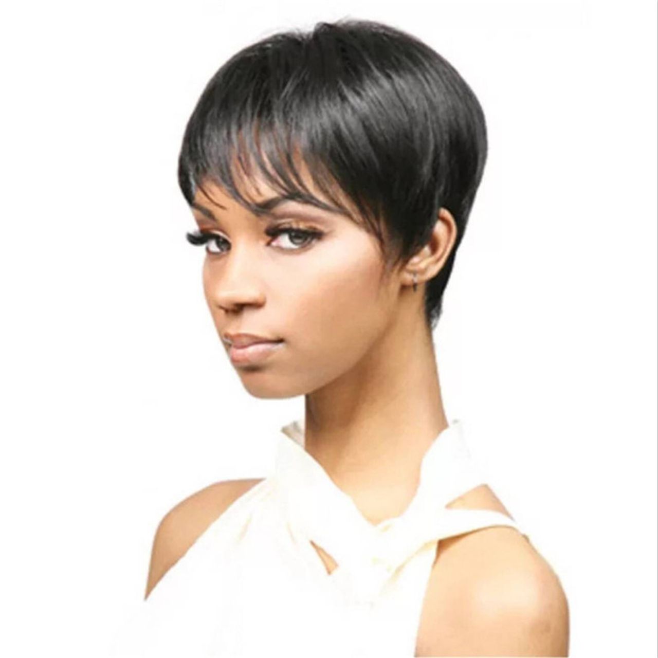 African Women Wigs Short Pixie Bob Wigs Black Short Straight Wigs For Ladies light brown as picture 15