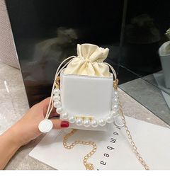 FBK Women Pearl slings bags female new fashion cross-body bag chain white fashion shoulder handbags for ladies gift White 18*11*11