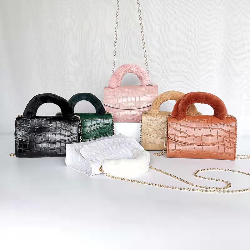 FBK New fashion women bags INS fashionable girl crocodile grain sling shoulder chain handbags for ladies gift