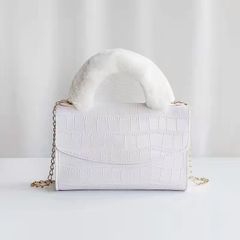 FBK New fashion women bags INS fashionable girl crocodile grain sling shoulder chain handbags for ladies gift White 18.5*12*6cm