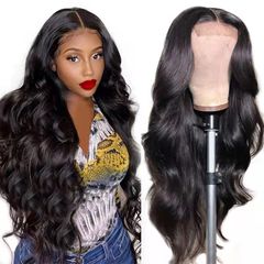 FBK Women Hair Ladies Body Wave Black Long Curly Synthetic Wigs For Women Gift black 26inch