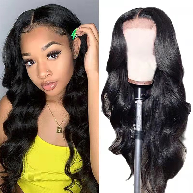 FBK Women Hair Ladies Body Wave Black Long Curly Synthetic Wigs For Women Gift