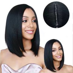 FBK Female Hair Party Event Ladies Straight Short Bob Synthetic Wigs For Women Gift black 35cm