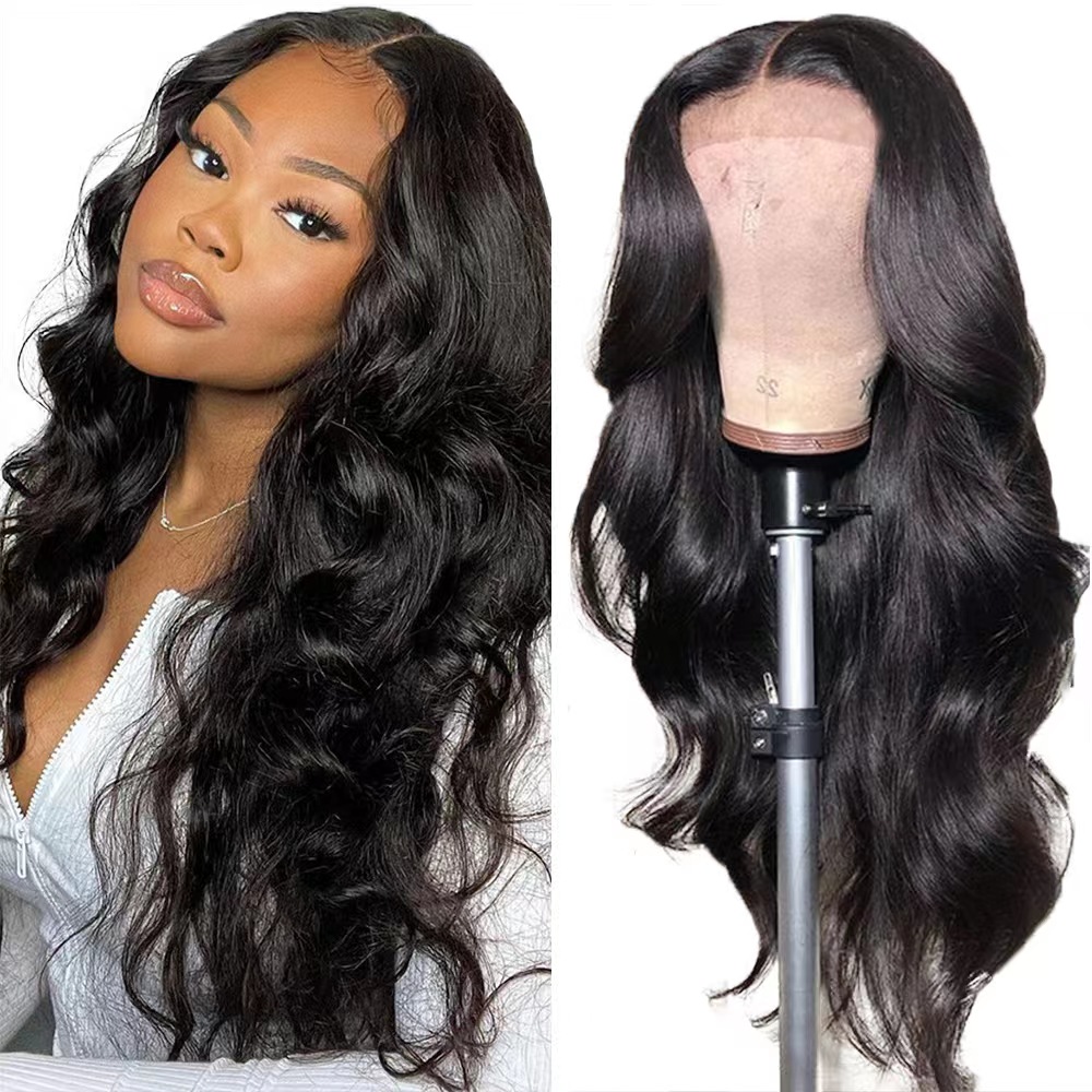 FBK Women Long Curly Hair Black Body Wave Synthetic Wigs For Ladies Gift