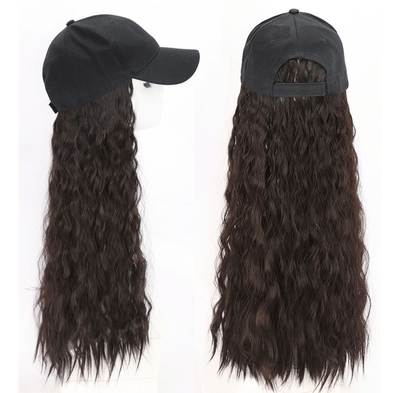 Black Hat wig female curly hair fashion cap natural hair for lady