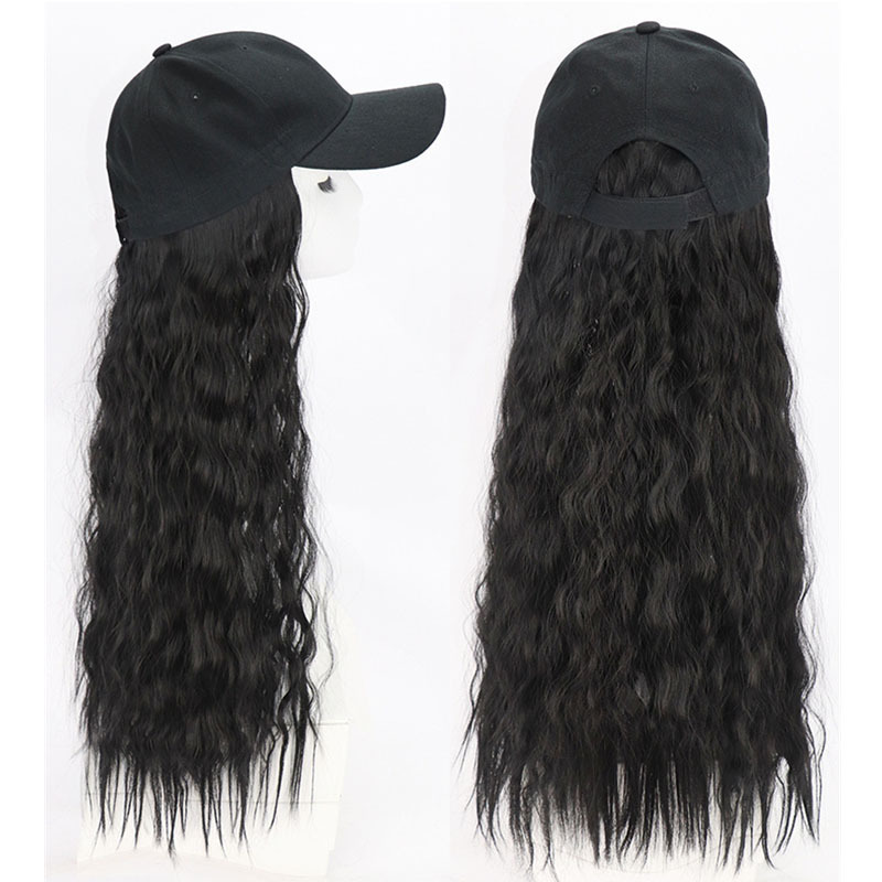 Black Hat wig female curly hair fashion cap natural hair for lady