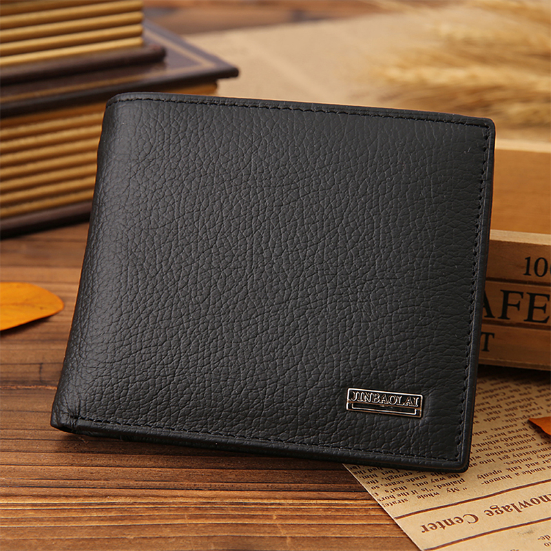 Men Wallets Short Genuine Leather Trifold Wallet Money Clips Credit Card Holder Slim Mens Purse