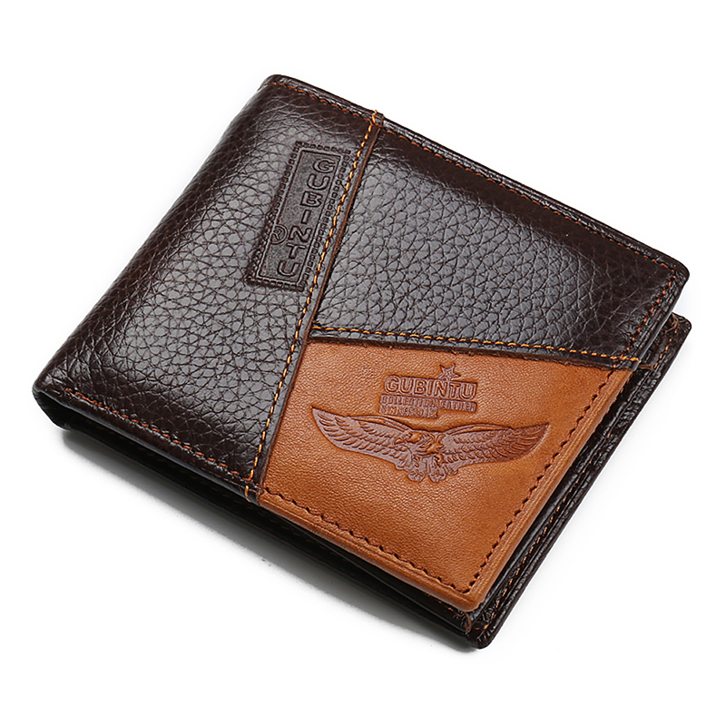 latest Men&apos;s Wallet, Men&apos;s Personality Stitching  Wallet Creative Genuine Leather Wallet Coin Purse