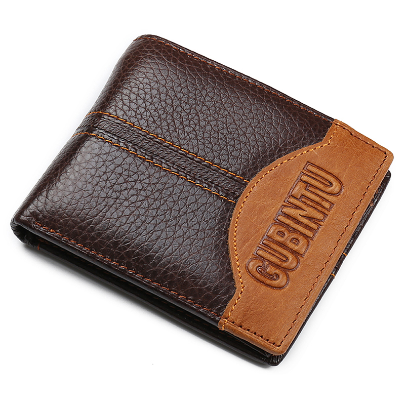 latest Men&apos;s Wallet, Men&apos;s Personality Stitching  Wallet Creative Genuine Leather Wallet Coin Purse