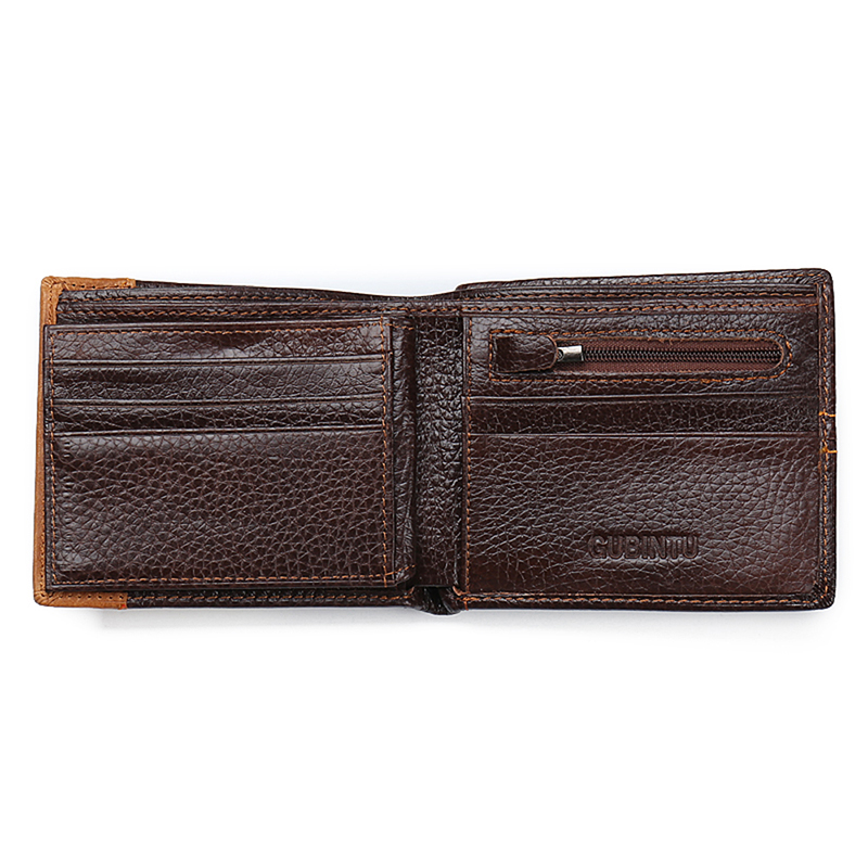 latest Men&apos;s Wallet, Men&apos;s Personality Stitching  Wallet Creative Genuine Leather Wallet Coin Purse