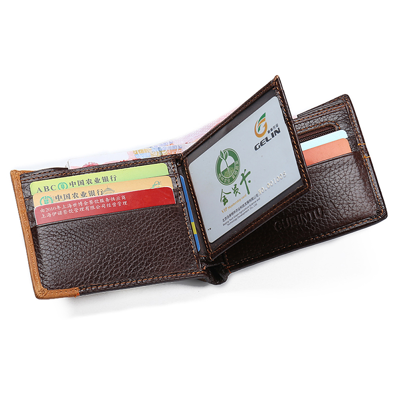 latest Men&apos;s Wallet, Men&apos;s Personality Stitching  Wallet Creative Genuine Leather Wallet Coin Purse